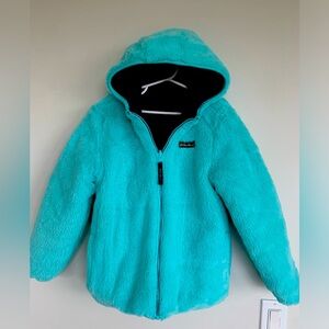 Eddie Bauer Girls Like New Reversible Nylon/Plush Hooded Jacket- size 7/8